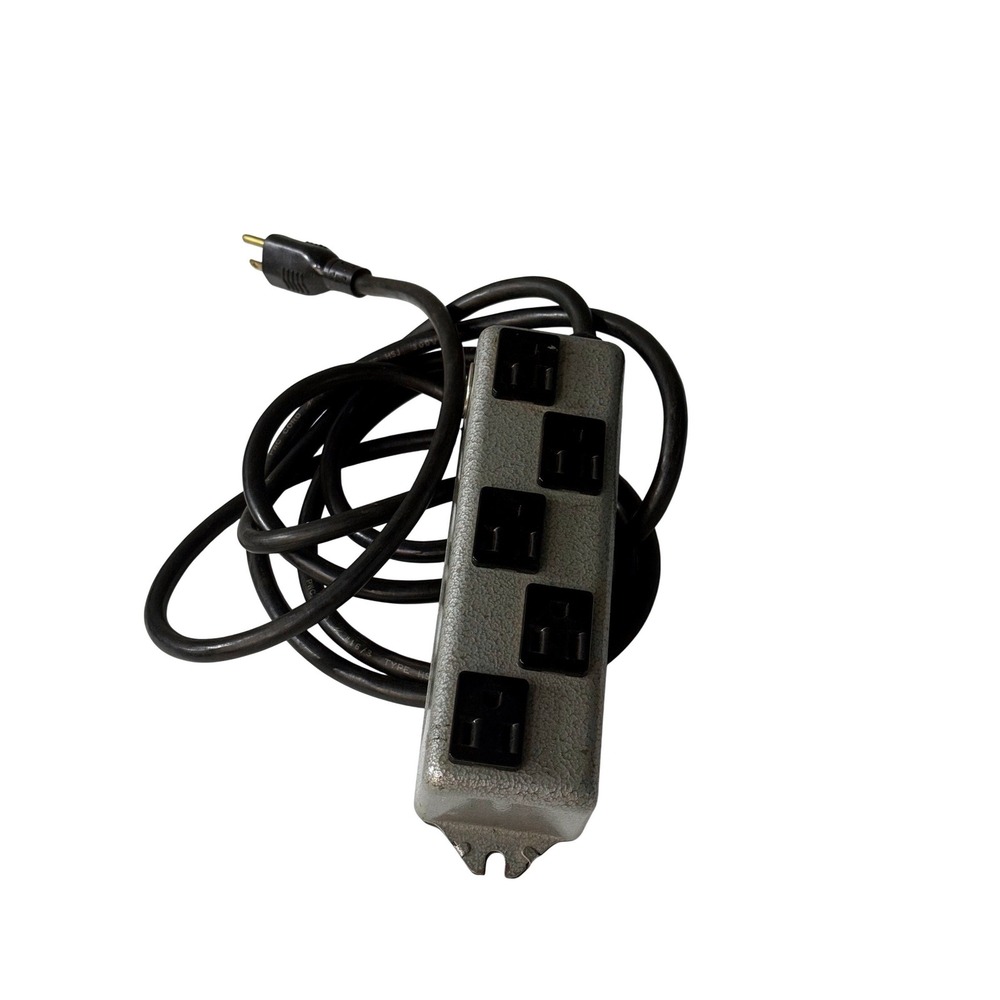 SGL Waber Electric X602-006 Industrial 5-Outlet Metal Power Strip Gray